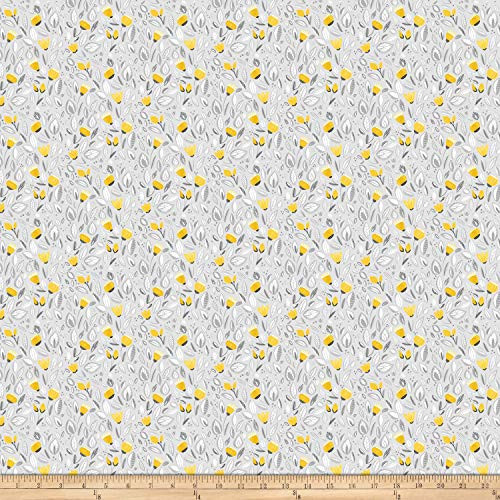 Northcott Sew Sweet Packed Floral Gray-Yellow Quilt Fabric