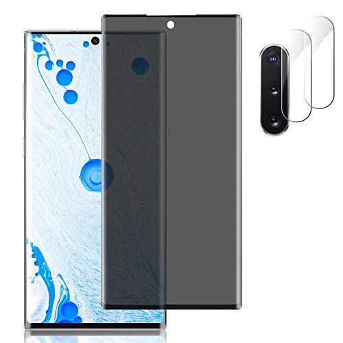 Galaxy Note 10 Plus - Note 10 plus Screen Protector  plus2 Pack Camera Lens Protector Privacy Tempered Glass Screen Protector HD Anti-spy? 9H Hardness ?3D Full Coverage?Anti Scratch?for Samsung Galaxy Note 10 Plus- plus -6.8"-