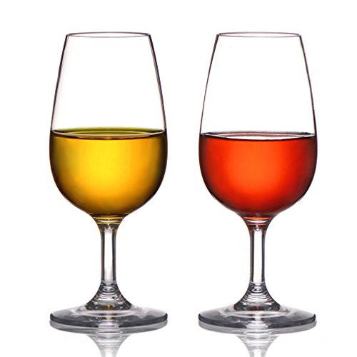 MICHLEY Unbreakable Stemmed Wine Glasses 100 percent Tritan Plastic Small Snifter Glasses BPA-free  and  Dishwasher Safe Small Size 7.8 ozSet of 2