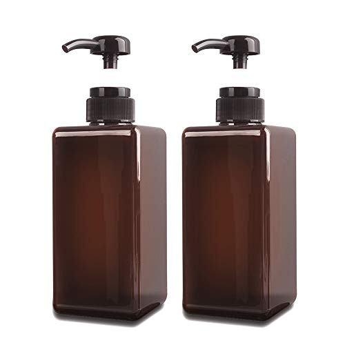 22oz - 650ml Empty Plastic Pump Bottles Refillable Lotion Soap Dispenser Liquid Container for Kitchen or Bathroom Soaps Shampoo and Body Wash 2 Pack Amber