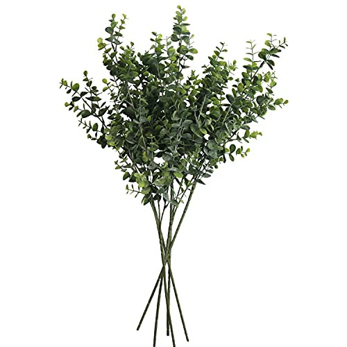 Floerve 5PCS Artificial Eucalyptus Stems Faux Plant Greenery Stems Eucalyptus Leaves Branches for Home Party Wedding Decoration26" Tall