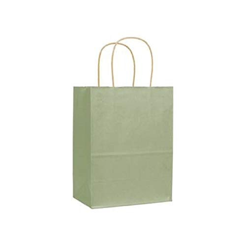 Paper Shopping Bags 8 x 4.75 x 10.5 Kraft paper bags 8 x 4 3/4 x 10 1/5 by Amiff. Pack of 25 Sage Retail bags. Kraft carrier bags with handles for Shopping, Merchandise and Grocery. Strong, Reusable.