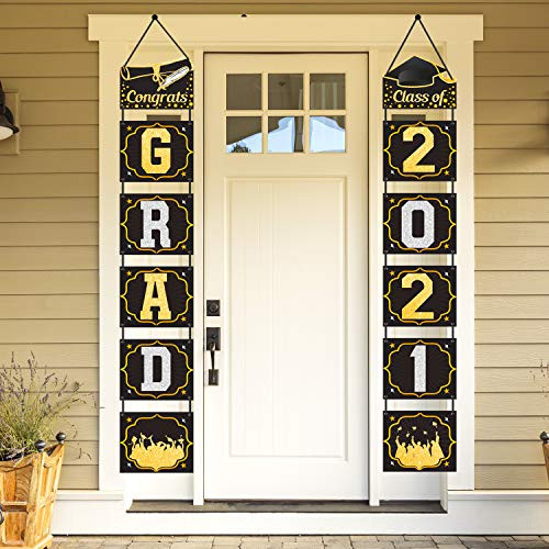 2021 Graduation Banner Porch Sign - Graduation Party Decoration Supplies - Class of 2021 Banner - Congrats Grad Hanging Door Porch Signs for College High School - Indoor-Outdoor Wall Decor Supplies 2021 Graduation Banner Porch Sign - Graduation Party Decoration Supplies - Class of 2021 Banner - Congrats Grad Hanging Door Porch Signs for College High School - Indoor-Outdoor Wall Decor Supplies