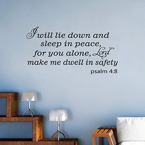 VODOE Wall Decals for Bedroom Christian Wall Decal Quotes Scripture Bible Verse Religious Living Room Family Home Art Decor Vinyl Stickers I Will Lie Down and Sleep in Peace for You Alone 21"x11" VODOE Wall Decals for Bedroom Christian Wall Decal Quotes Scripture Bible Verse Religious Living Room Family Home Art Decor Vinyl Stickers I Will Lie Down and Sleep in Peace for You Alone 21"x11"