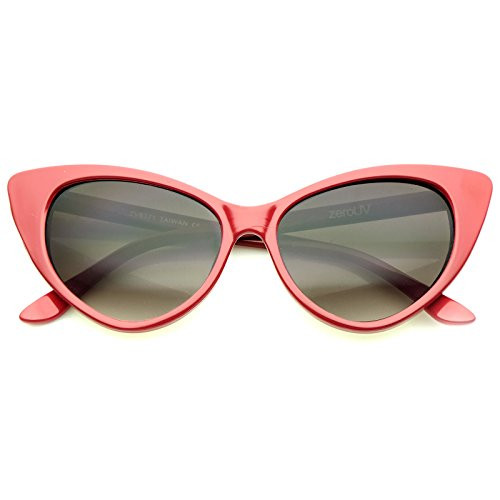 zeroUV - Women's Retro Oversized High Point Cat Eye Sunglasses 54mm -Red-Smoke Gradient-