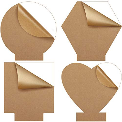 8 Pieces Acrylic Sheet Cast Round Square Heart Hexagon Board Clear Panel with Double-Sided Films for LED Light Sign DIY Display Projects Craft -4 Shapes-