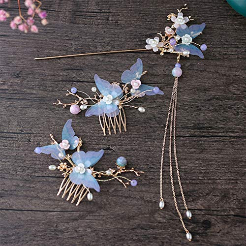 ZEXIN Hanfu Headwear Girls Classical Style Chinese Handmade Tassel Traditional Hair Buns Hair Accessories Hair Comb Sets Butterfly ZEXIN Hanfu Headwear Girls Classical Style Chinese Handmade Tassel Traditional Hair Buns Hair Accessories Hair Comb Sets Butterfly