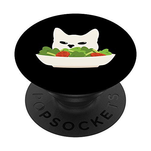 Cat Dinner Table Salad Lettuce Angry White Girl Meme PopSockets PopGrip- Swappable Grip for Phones  and  Tablets
