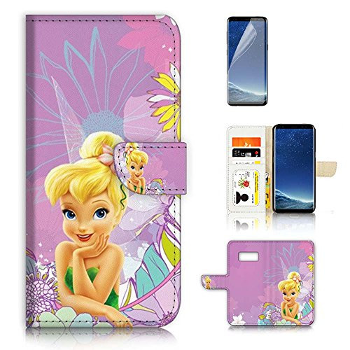 ( For Samsung S8 Plus / S8+ ) Flip Wallet Case Cover and Screen Protector Bundle A8462 TinkerBell