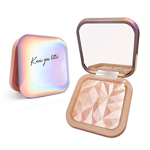 LSxia Highlighter Makeup Palette Shimmer Contour Palette Powder for Brighten Face Contour Gold Cheek Highlight Makeup Long Lasting Highlighter Powder with Mirror for Illuminator Makeup -RAINBOW GLOW-