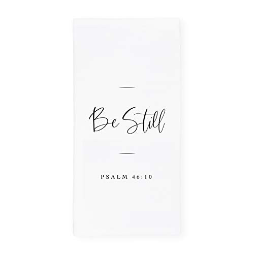 The Cotton  and  Canvas Co. Be Still Psalm 46-10 Scripture Bible Religious Soft and Absorbent Tea Towel Flour Sack Towel Dish Cloth
