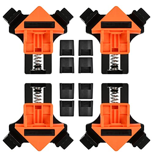 TIMESETL 4 Pcs 90 Degree Corner Clamp Adjustable Right Angle Clamp for WoodWorking Wood Clamps Corner Clip Fixer for Carpenter Welding Drilling Making Cabinets Photo Framing