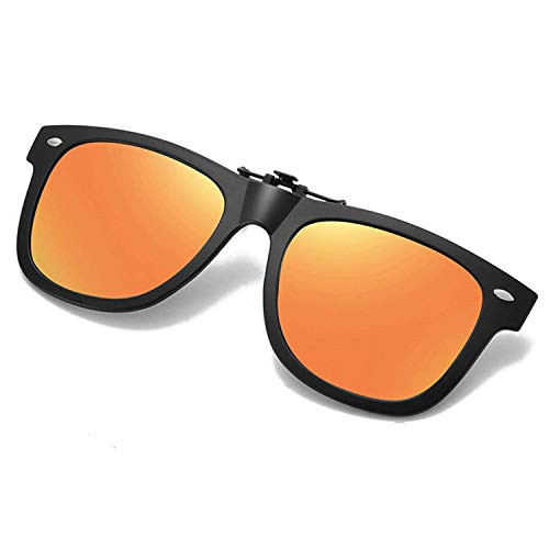 Clip-on Sunglasses Polarized for Men Women Anti Glare UV Protection Sunglasses Over Prescription Glasses -Orange Lens-