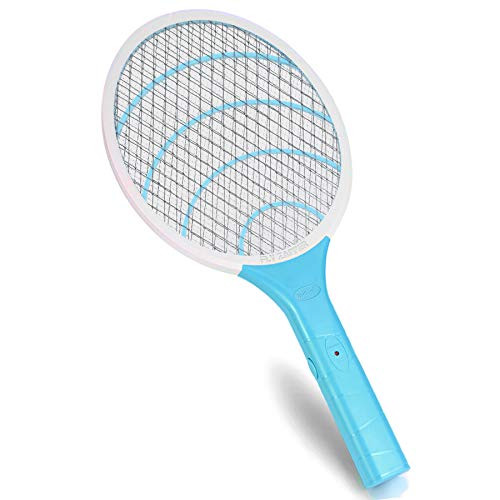 Electric Fly Swatter Bug Zapper Racket 3000volt Mosquito Fly Gnat Zapper Pest Control for Home Indoor Outdoor -Blue-