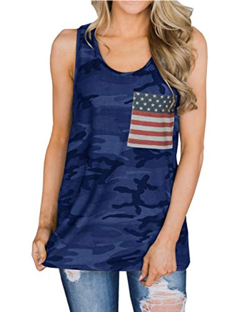 Women's American Flag Tank Tops 4th of July Camo Tee Loose Sleeveless Tunic Patriotic USA T Shirts -Medium Dark Blue- Women's American Flag Tank Tops 4th of July Camo Tee Loose Sleeveless Tunic Patriotic USA T Shirts -Medium Dark Blue-