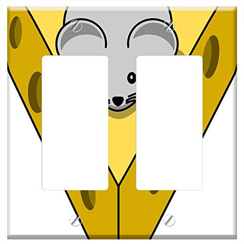 Switch Plate Double Rocker-GFCI - Cheese Mouse Mammal Rodent Gnawer White Animal Switch Plate Double Rocker-GFCI - Cheese Mouse Mammal Rodent Gnawer White Animal