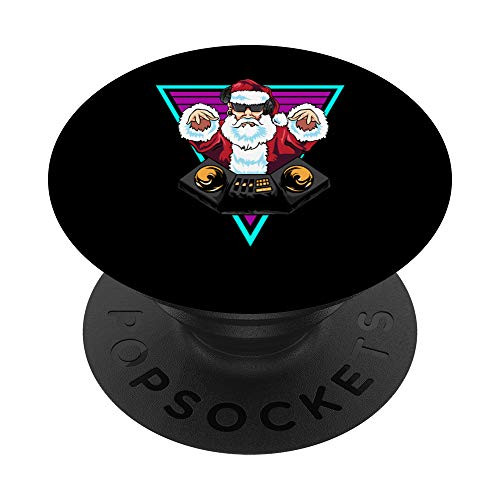 Santa Claus DJ Christmas Djing Turn Tables PopSockets Grip and Stand for Phones and Tablets