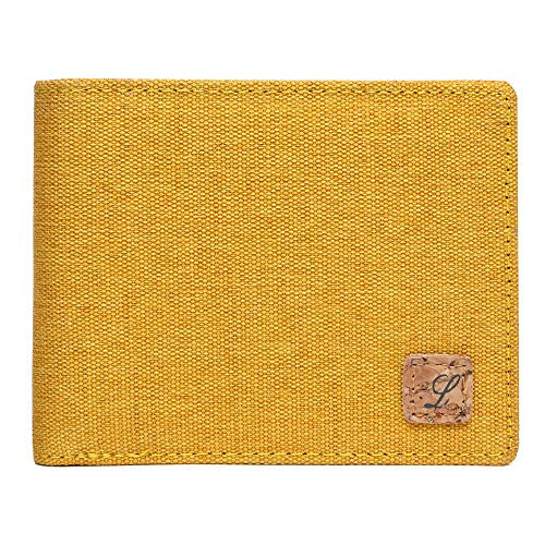 Boys Wallet Bifold Fabric RFID Blocking Wallet for Kids Teens Thin Small Slim -Yellow-