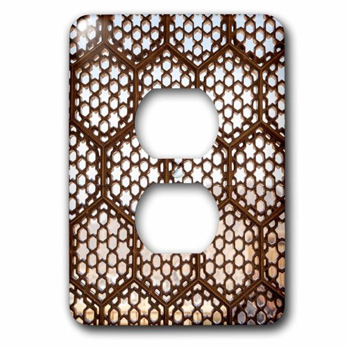 3dRose lsp_208897_6 Jaipur, Rajasthan, India. Designs in Window Latticework, Amber Palace. 2 Plug Outlet Cover