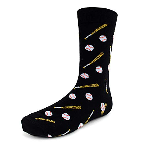 Novelty Dress Socks for Men - Baseball Black - Premium Cotton Novelty Dress Socks for Men - Baseball Black - Premium Cotton