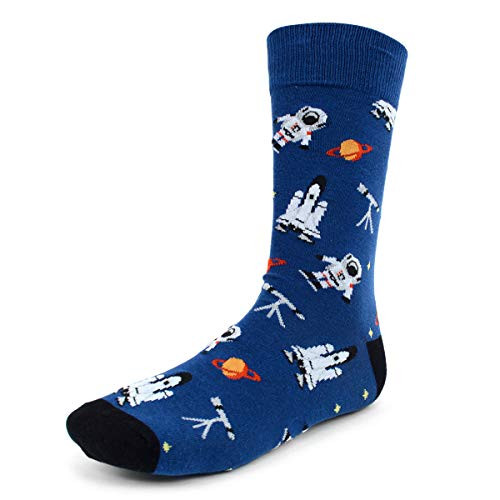 Novelty Dress Socks for Men - Astronaut Blue - Premium Cotton Novelty Dress Socks for Men - Astronaut Blue - Premium Cotton