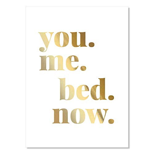 You Me Bed Now Foiled Art Print Unframed