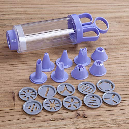 Cookie Press Biscuit Press Cookie Gun Set with 10 Cookie Discs and 8 Piping Nozzles DIY Cookie Making Kit Cookie Maker Cookie Mold DIY Biscuit Maker Baking Decoration Kitchen Baking Tool Cookie Stamp