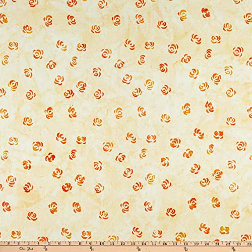 Anthology Fabrics Anthology Batiks Jacqueline de Jonge Flora Rose Fabric Orange