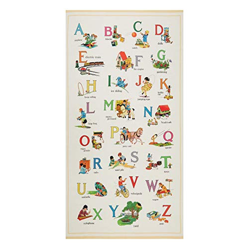 Michael Miller Fabrics Vintage Treasures Alphabet List 24'' Panel Multi