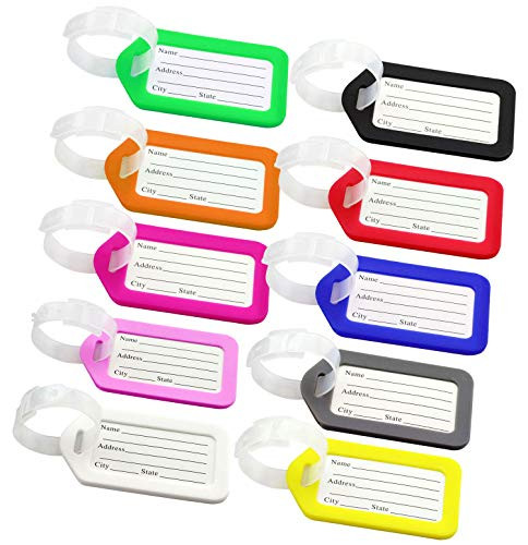 Luggage Tags 10Pieces Travel Baggage Plastic Handbag Tag Labels Suitcase ID Tags Labels