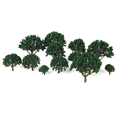 VOSAREA 20pcs Miniature Fairy Garden Artificial Tree Plant Ornament Fake Dollhouse Pots Tree Decor Moss Bonsai Scenery Trees Micro Landscape DIY Craft Garden Ornament Dark Green