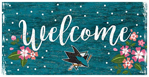 NHL San Jose Sharks Unisex San Jose Sharks Welcome Floral Sign Team Color 6 x 12