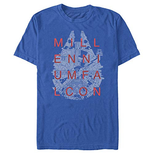 Star Wars Men's Millenium Falcon Letter Grid T-Shirt Royal Blue XX-Large