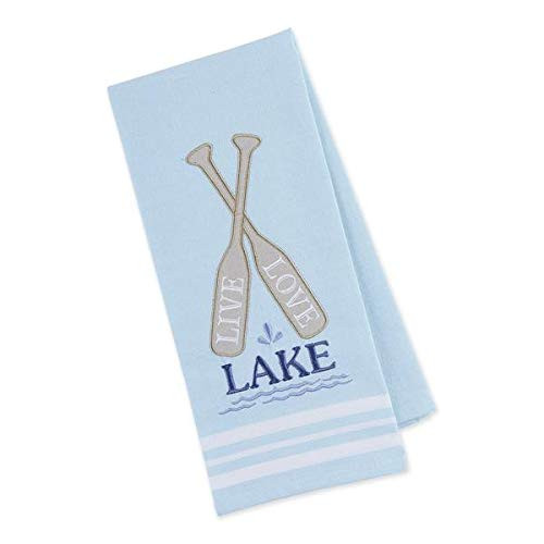 DII Design Imports Live Love Lake Embellished Cotton Dishtowel 18 x 28 Inch