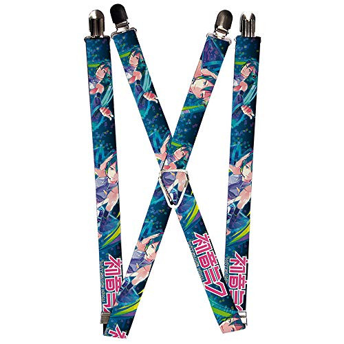 Buckle-Down mens Buckle-down - Hatsune Miku Suspenders Multicolor 3.5 x 2.5 US