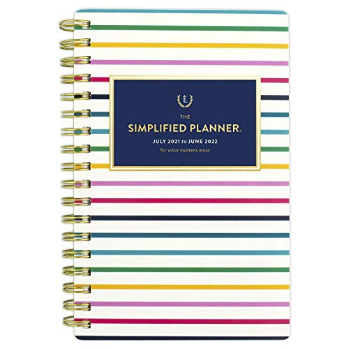 Academic Pocket Calendar 2021-2022 Simplified by Emily Ley for AT-A-GLANCE Weekly  and  Monthly Planner 3-1-2" x 6" Pocket Size for School Teacher Student Thin Happy Stripe -EL60-300A-
