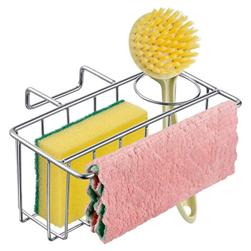 3-in-1 Kitchen Sponge Holder plus Brush Holder plus Dish Cloth Hanger Sink Caddy in-Sink Dish Sponge Caddy Stainless Steel Rust Proof Kitchen Organizer Rack 3-in-1 Kitchen Sponge Holder plus Brush Holder plus Dish Cloth Hanger Sink Caddy in-Sink Dish Sponge Caddy Stainless Steel Rust Proof Kitchen Organizer Rack