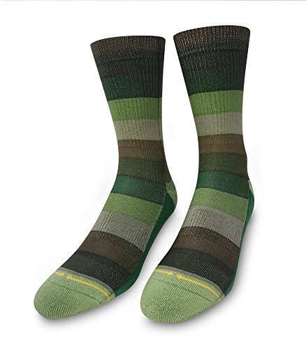 MERGE4 Green Brown Stripe Unisex Crew Basics Sock