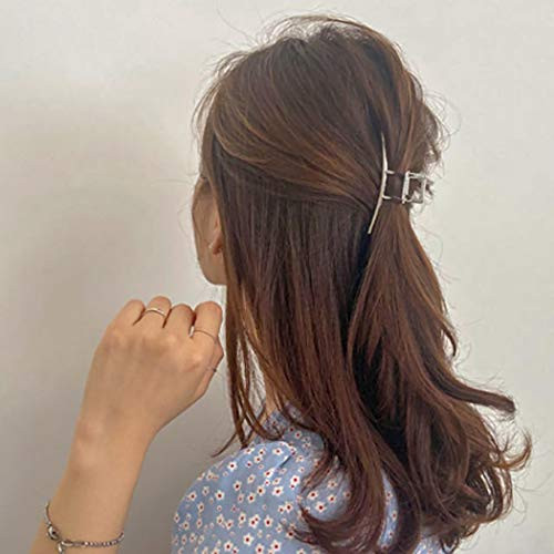 Woeoe 3PCS Metal Hair Claw Clip Gold Large Metal Hair Claw Clips Thick Hair Catch Barrette Hollow Non-slip Jaw Clamp Hair Accessories for Women and Girls
