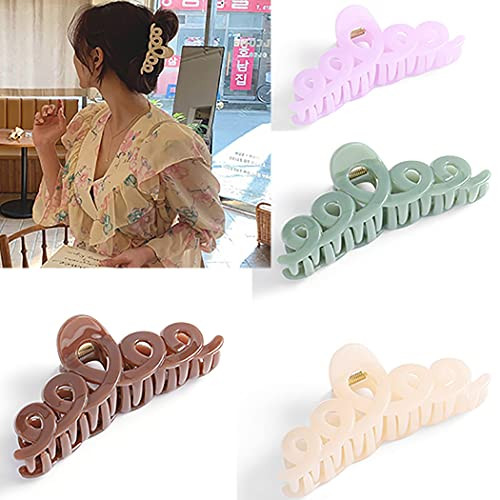 Woeoe 4PCS Big Claw Clips White Plastic Hair Claw Clip Set Strong Hold Hair Catch Clamp French Hair Claw Clip Fashion Barrettes Long Hair Accessories for Women and Girls Woeoe 4PCS Big Claw Clips White Plastic Hair Claw Clip Set Strong Hold Hair Catch Clamp French Hair Claw Clip Fashion Barrettes Long Hair Accessories for Women and Girls