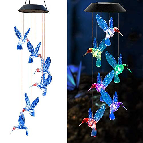 AVEKI Solar Wind Chimes Hummingbird Solar Wind Chimes Color-Changing LED Solar Wind Chimes Outdoor Solar Powered Wind Chimes for Garden Home Patio Yard Lawn Decoration -Blue- AVEKI Solar Wind Chimes Hummingbird Solar Wind Chimes Color-Changing LED Solar Wind Chimes Outdoor Solar Powered Wind Chimes for Garden Home Patio Yard Lawn Decoration -Blue-