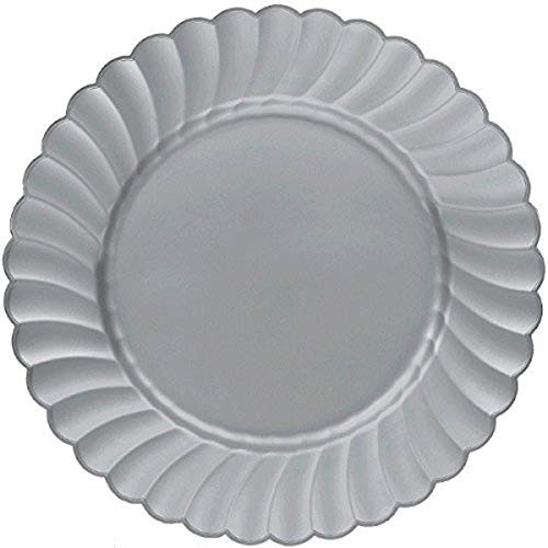 Amscan Premium 10 1-4" Scallop Plates Silver