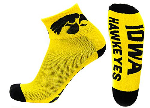 NCAA Iowa Hawkeyes Men's Quarter Socks Black-Gold NCAA Iowa Hawkeyes Men's Quarter Socks Black-Gold