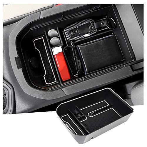 RUIYA Center Console Organizer Tray Compatible with 2019 2020 2021 RAV4 Accessories Insert ABS Black Materials Tray Secondary Storage Box with USB Hole -White-