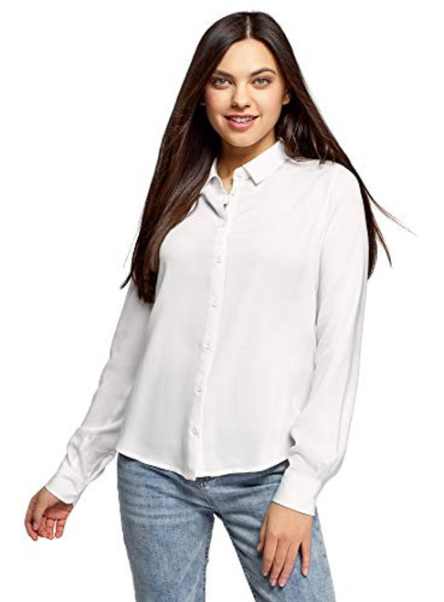 oodji Ultra Women's Viscose Blouse with Turndown Collar White 2
