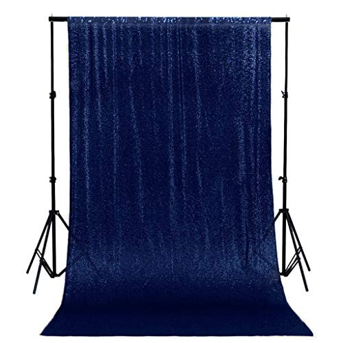 AMZLOKAE Sequin Backdrop Curtain 2FTx7FT Navy Blue Sequin Curtains for Windows Shimmer Curtain Panels Photography Backdrop Baby Shower Curtain Glitter Backdrop Curtains for Parties Wedding Backdrop