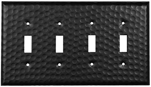 Monarch Abode 19110 Hand Hammered Switch Plate 4-Gang Matte Black