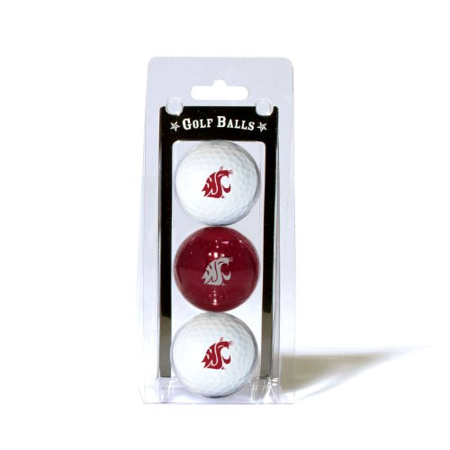 Team Golf NCAA Washington State Cougars Regulation Size Golf Balls 3 Pack Full Color Durable Team Imprint