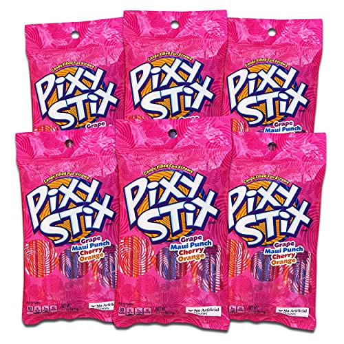 Wonka Pixy Stix Assorted Flavors 3.2 oz Pixie Stix -6 Pack-