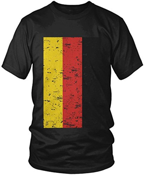 Amdesco Men's Deutschland Germany Flag Faded Vintage German Flag  T-Shirt Black Large